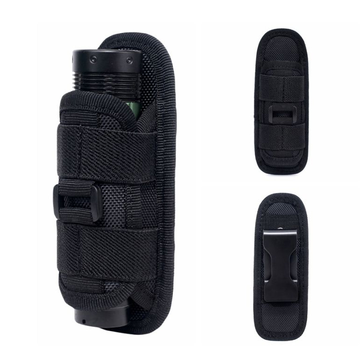 Tactical Flashlight Holster – 360° Rotatable Duty Belt Pouch