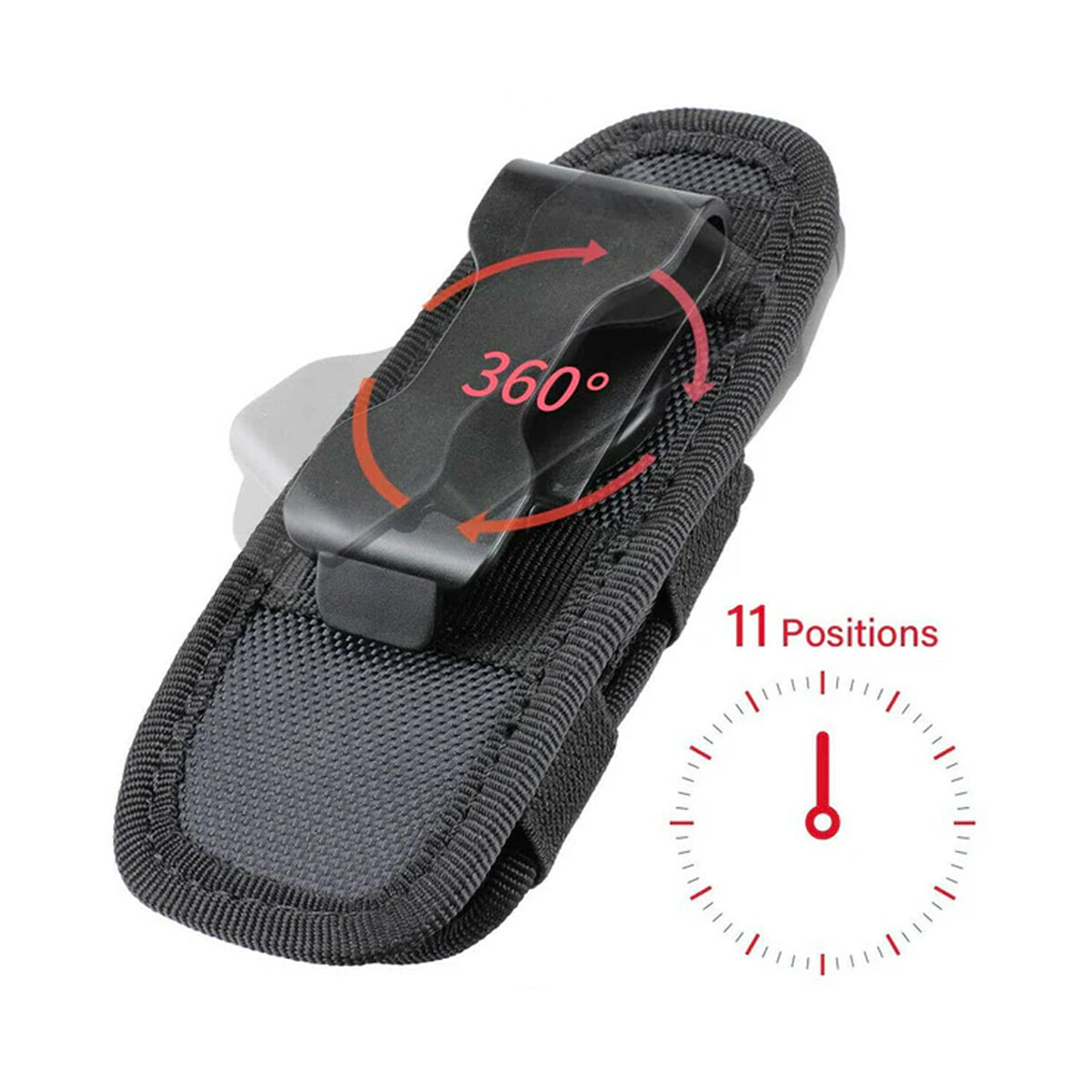 Tactical Flashlight Holster – 360° Rotatable Duty Belt Pouch