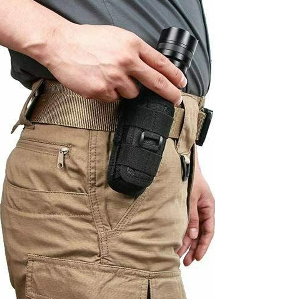 Tactical Flashlight Holster – 360° Rotatable Duty Belt Pouch